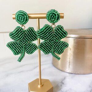 Brand NEW St Patrick's Day Irish Shamrock Clover Seed Beaded Boutique Earrings